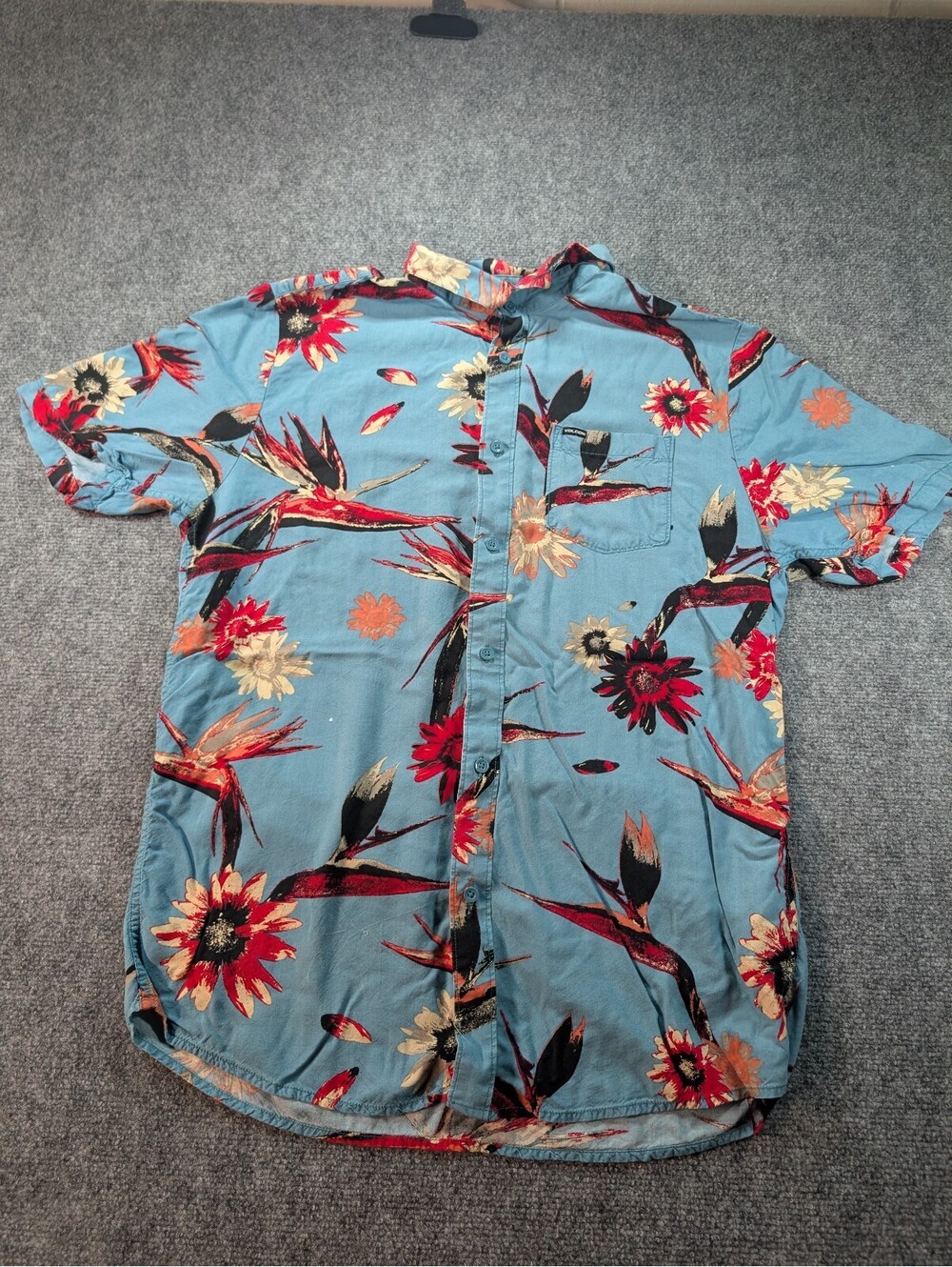 Volcom Classic Fit Floral Mens Button Up Shirt XL Tropical Bird of Paradise